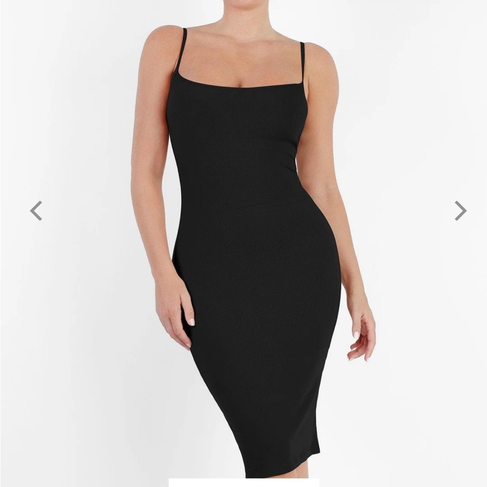Popilush Shapewear Solid Modal Slimming Midi Slip Dress